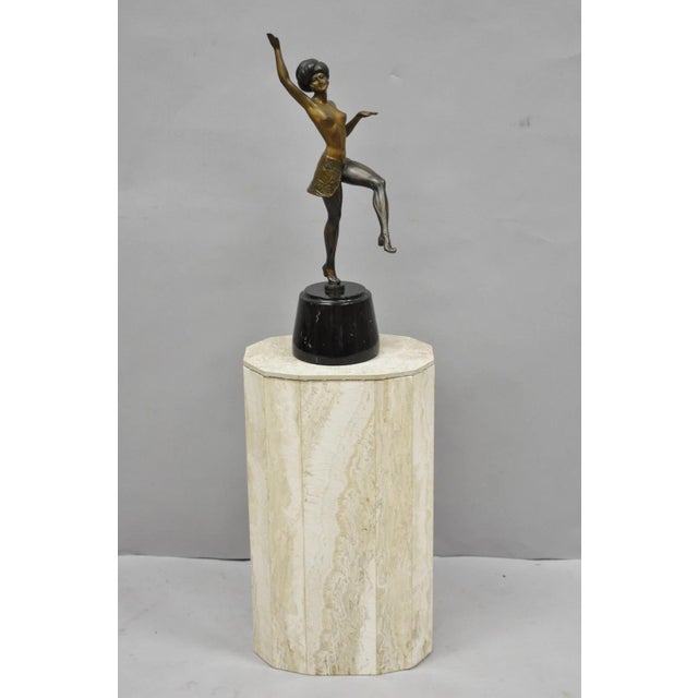 Vintage Reproduction French Art Deco Style Bronze Flapper Dancer Figure Statue For Sale - Image 17 of 17