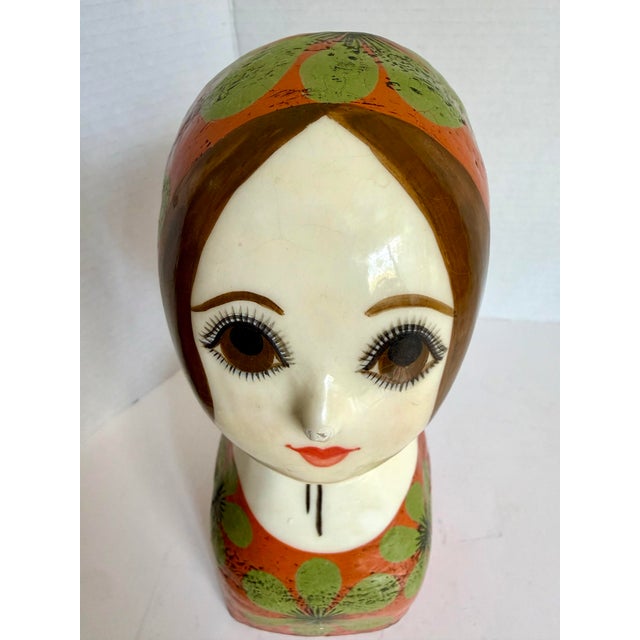 Vintage Gemma Taccogna Mexican Papier-Mâché Folk Art Female Bust Sculpture For Sale - Image 11 of 12