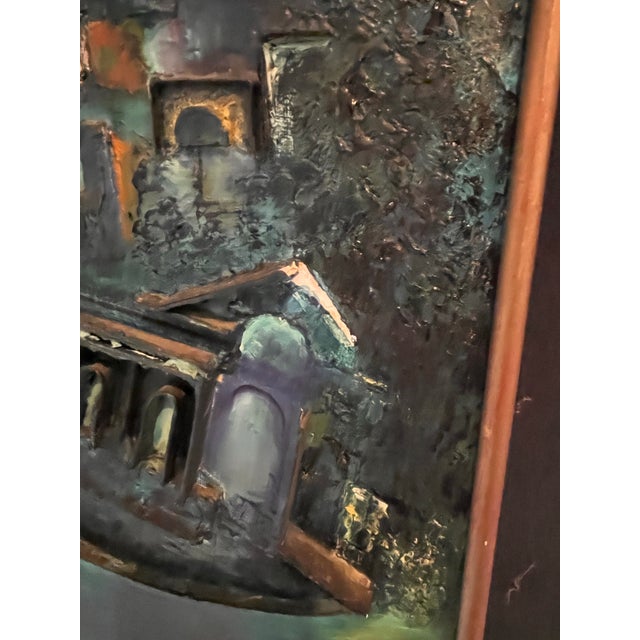 Vintage Signed Remington Dimensional Mixed-Media Cityscape on Board For Sale - Image 9 of 12