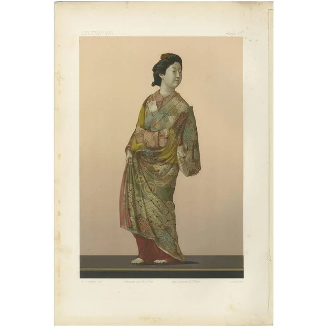 Japanese Lady Dressed in Kimono, 1884, Paper For Sale - Image 6 of 6