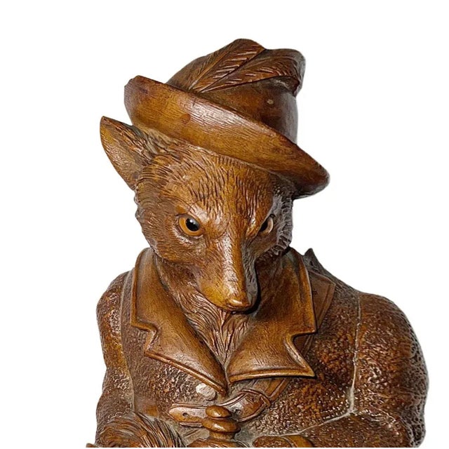 Rustic Late 19th Century Black Forest Whip Carved Dog With Glass Eyes For Sale - Image 3 of 6