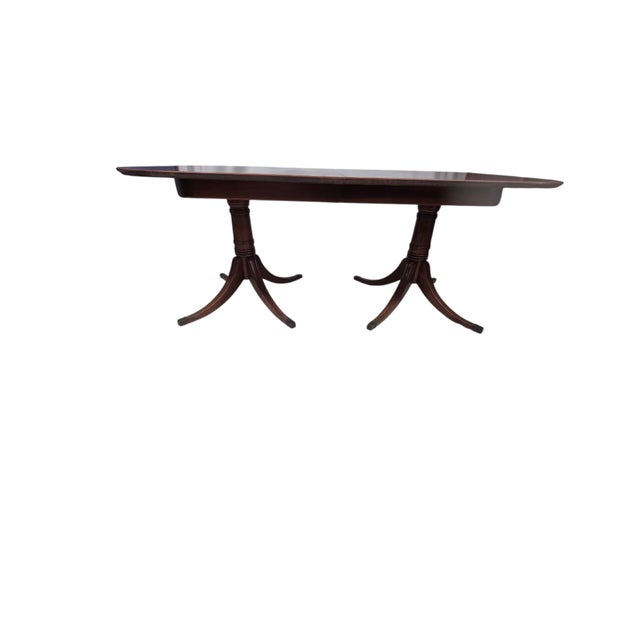 Refinished Late 20th Century Duncan Phyfe Style Mahogany Double Pedestal Dining Table For Sale - Image 11 of 17