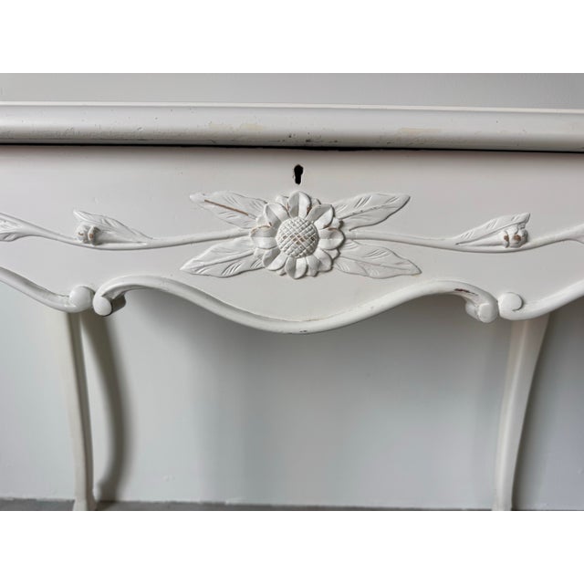 French Provincial Vintage French Provincial White Painted Foyer Console / Secretary Desk by Auffray & Co. For Sale - Image 3 of 12