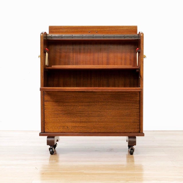 Mid-Century Modern Mid Century Enclosed Portable Bar Cart on Wheels For Sale - Image 3 of 10
