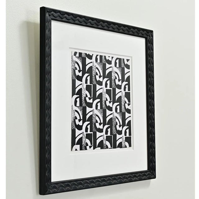 Art Deco English Art Deco Handmade Wallpaper Sample, Framed For Sale - Image 3 of 9