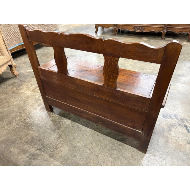 Rustic European 19th Century Church Bench Chestnut Wood From Paris France For Sale - Image 3 of 5