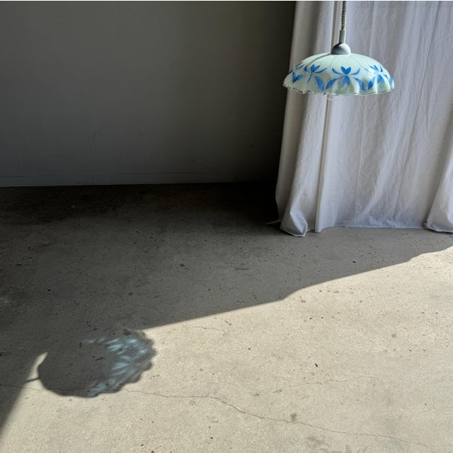 Vintage Pendant Light in White and Blue Glass with Wavy Edge, 1980s For Sale - Image 15 of 18