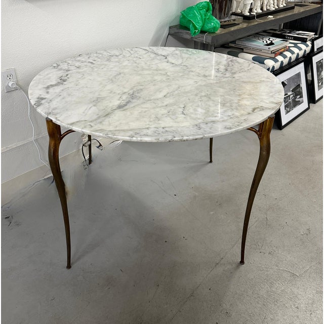 White Early 20th Century Italian Gilt Aluminum and Marble Dining Table For Sale - Image 8 of 18