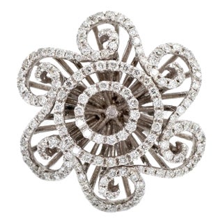 14k(585) White Gold Natural Diamond Ring Size 7 For Sale