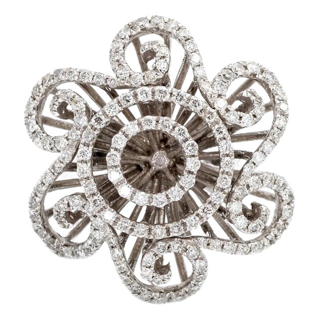 14k(585) White Gold Natural Diamond Ring Size 7 For Sale