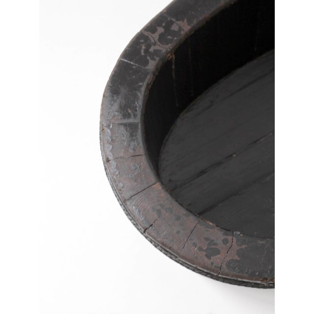Black Antique Chinese Primitive Coopered Wood Basin For Sale - Image 8 of 14