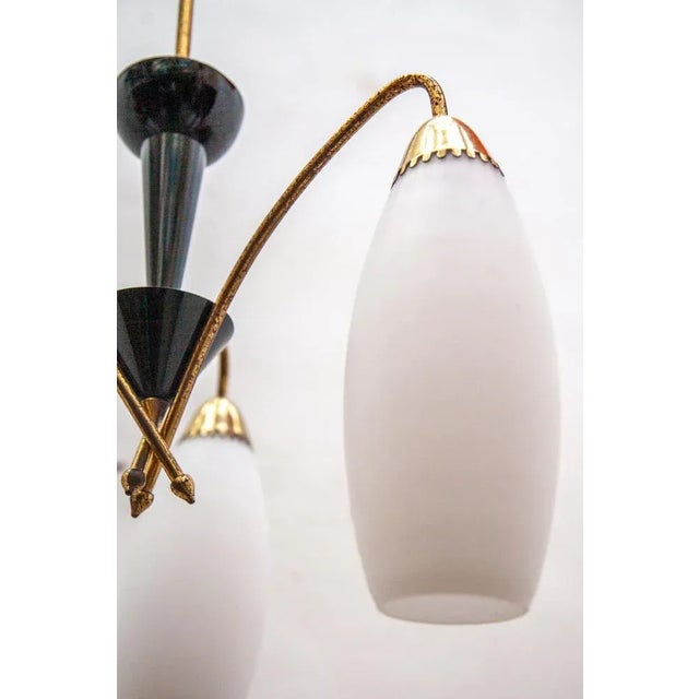 Opaline Glass Suspension Lamp, 1950s For Sale - Image 11 of 13