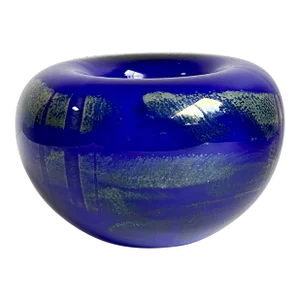 Vintage 1990 Ray Dettloff Blue Art Glass Vase