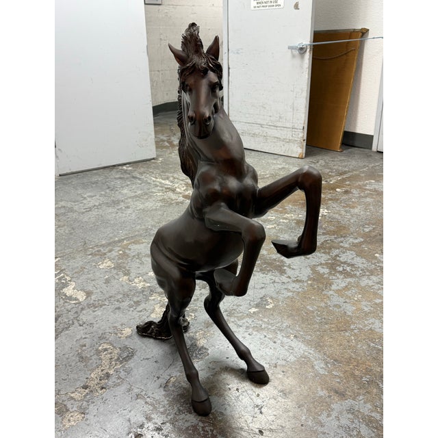 American Rearing Horse Bronze Sculpture For Sale - Image 3 of 12