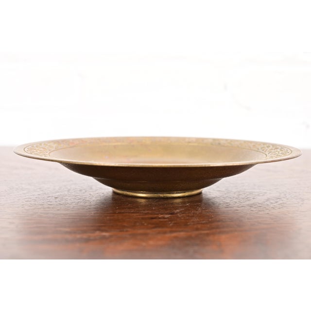Art Deco Tiffany Studios New York Bronze Doré Shallow Bowl or Plate With Decorative Border For Sale - Image 3 of 7