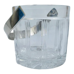 Vintage C.1980's Italian "Ragalia" Leaded Crystal With Polished Nickel Handled Ice Bucket