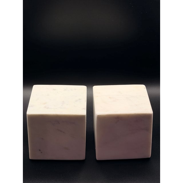 Mid-Century Modern Eq3 Solid Marble Cube Bookends – Set of 2 For Sale - Image 3 of 4