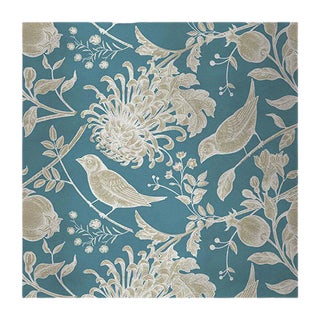 Flowers and Birds Fabric Wallcovering by Chiara Mennini for Midsummer-Milano For Sale