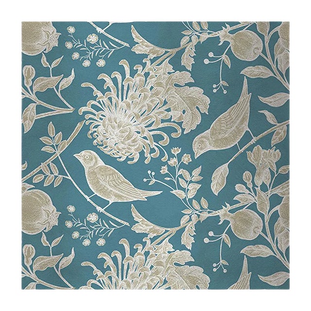 Flowers and Birds Fabric Wallcovering by Chiara Mennini for Midsummer-Milano For Sale