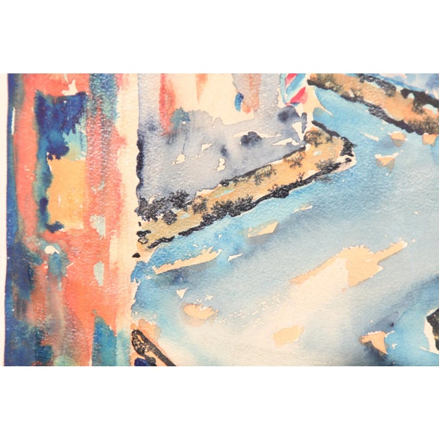 Striking and dynamic painting of a city street corner. Signed "A.M.D." lower right corner, and "Augusto Dillman" on the back