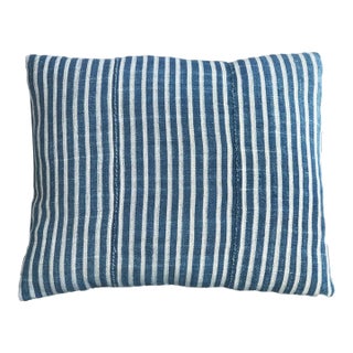 Vintage African Custom Made Lumbar B&w Bondoukou Textile Pillow I Coast 16" W For Sale
