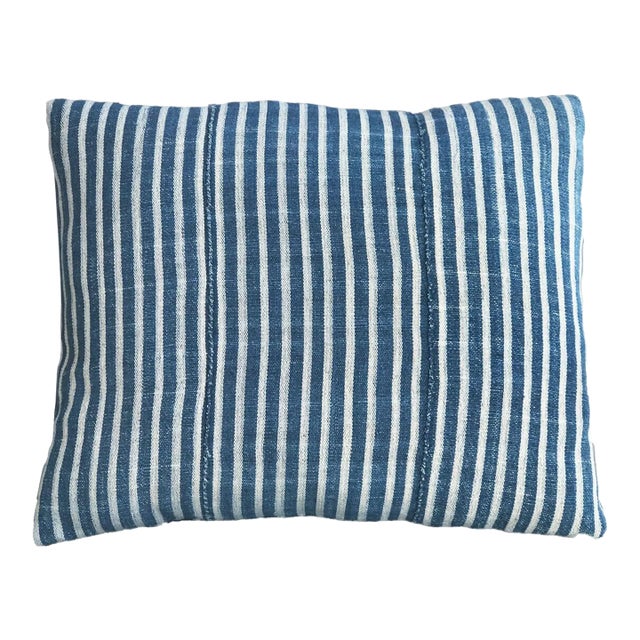 Vintage African Custom Made Lumbar B&w Bondoukou Textile Pillow I Coast 16" W For Sale