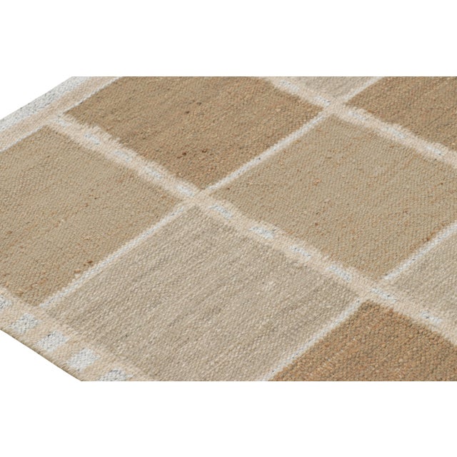 Rug & Kilim’s Scandinavian Style Rug in Beige-Brown & Cream Geometric Patterns - 9x12 For Sale In New York - Image 6 of 7