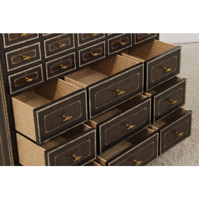 1980s Maitland Smith Leather Wrapped Apothecary Chest For Sale - Image 5 of 18