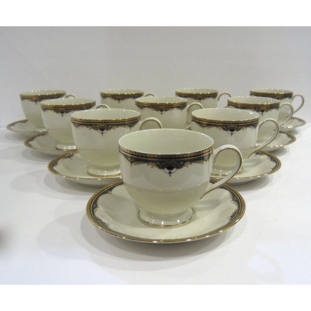 1990s Mikasa Gold Royale Coffee Cups & Saucers - Service for 10 For Sale - Image 9 of 13