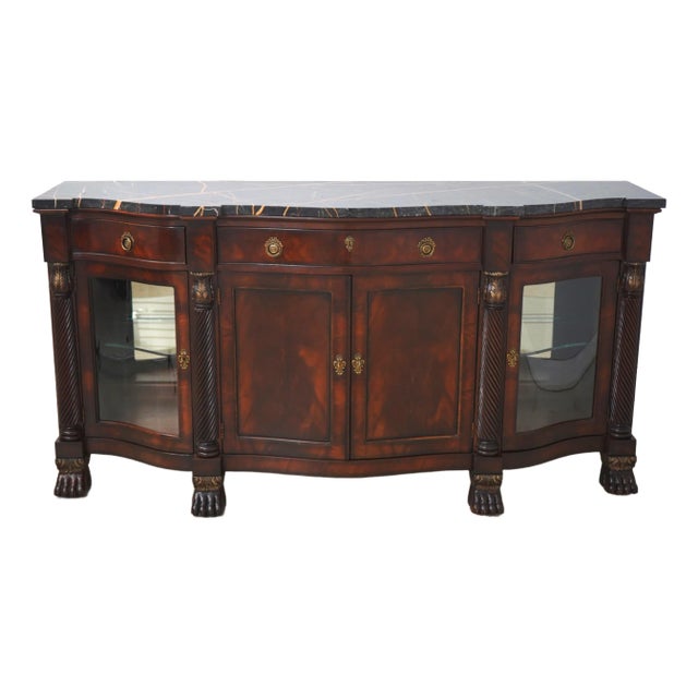 Henredon Natchez Marble Top Curio Base Sideboard For Sale