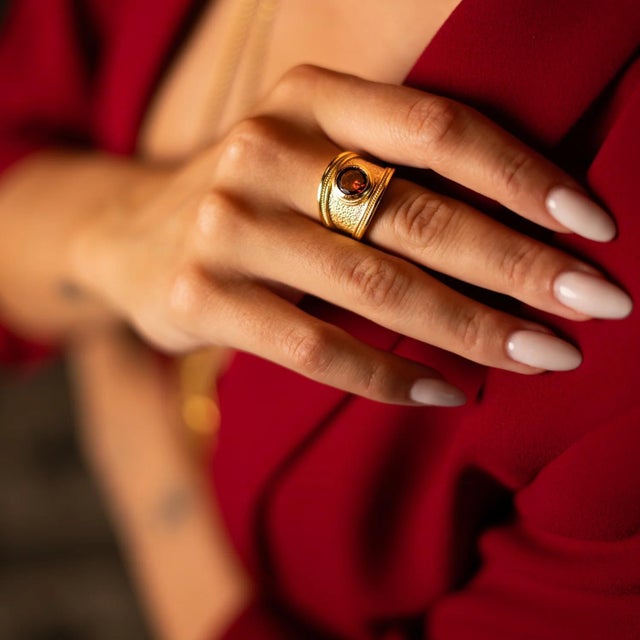 Metal Majestic Ruby Gold Statement Ring, Size 8 For Sale - Image 7 of 8