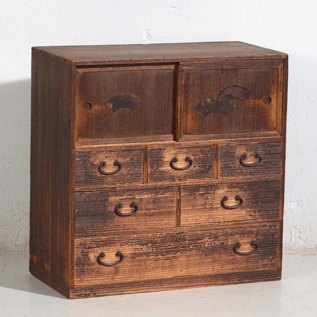 Antique Japanese Tansu Chest of Drawers with Sliding Door For Sale - Image 13 of 13