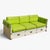 White laminate base with chrome hardware and dovetail jointed drawers. Three seat sofa has three storage drawers, lime...