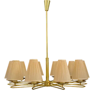 Chandelier with Fabric Shades by Rupert Nikoll, Vienna, 1960s