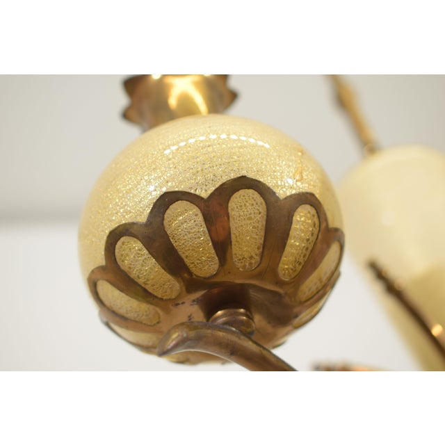 Murano Glass and Brass Chandelier from Barovier & Toso, 1950s For Sale - Image 3 of 15