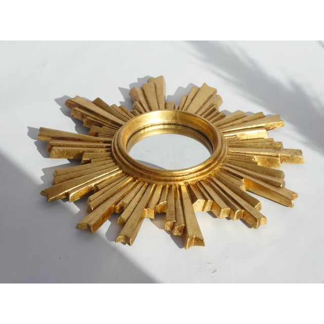 Small Vintage Hollywood Regency Convex Sun Mirror, 1960s For Sale - Image 3 of 10