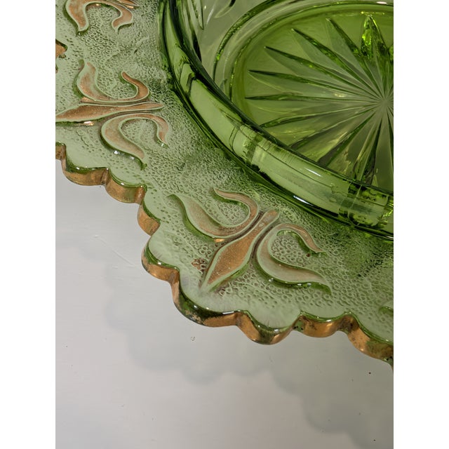 Rare, Eapg Antique Jefferson Glass Green Glass Covered Butter Dish, Iris With Meander Pattern, 1903 For Sale - Image 9 of 12