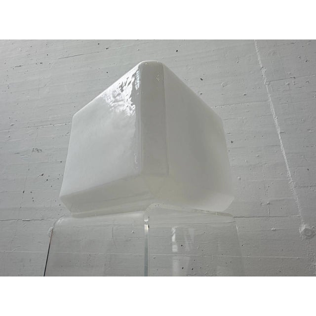 Metal Vintage Glass Pendant Lights with Cubic Opal Glass, 1940s For Sale - Image 7 of 18