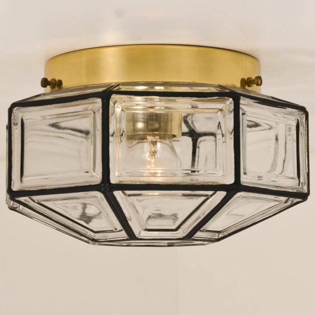 1960s Iron and Clear Glass Flush Mount or Wall Light attributed to Limburg, 1970s For Sale - Image 5 of 15