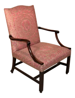 Circa 1830 George III Fortuny Upholstered Gainsborough Mahogany Armchair