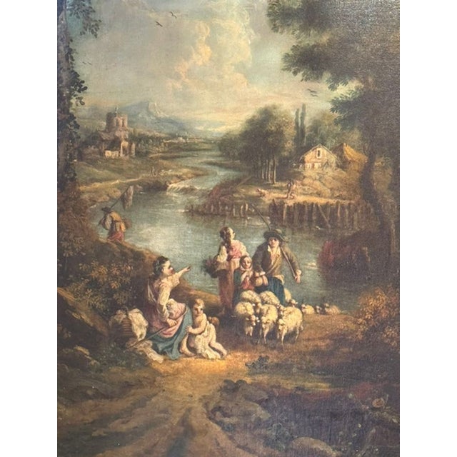 19th Century Pair of Large Scale Italian Oil on Canvas River Scenes For Sale - Image 5 of 9