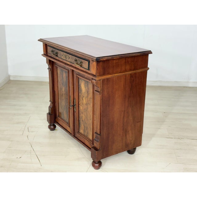 Antique Gründerzeit Vertiko Chest of Drawers in Walnut Veneer with Brass Fittings, Late 19th Century For Sale - Image 6 of 12
