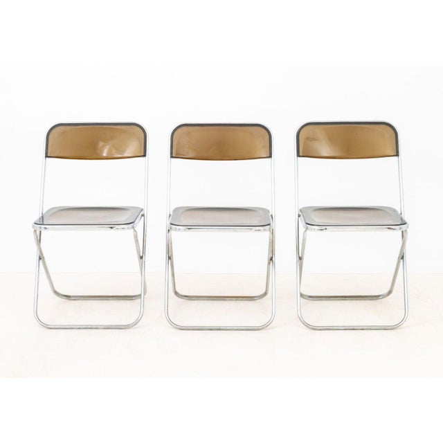 Modern Giancarlo Piretti "Plia" Style Folding Chairs, 3 For Sale - Image 3 of 9
