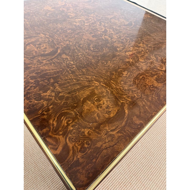 Great Faux Lacquered Swirl Walnut with detailed Brass Trim. I believe this is from Baker (I have other pieces with the...