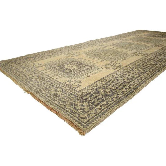Contemporary 20th Century Turkish Oushak Hallway Runner - 4′10″ × 11′6″ For Sale - Image 3 of 7