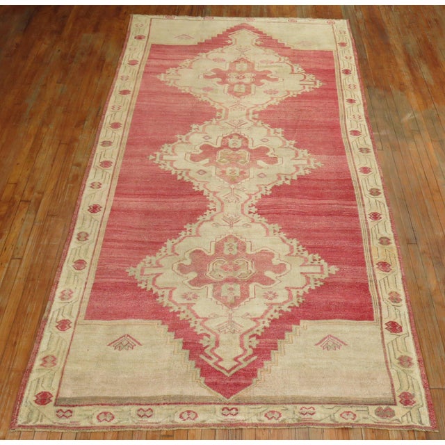 Vintage Zabihi Collection Turkish Pink Gallery Rug - 6'1" x 12'3" For Sale - Image 10 of 10