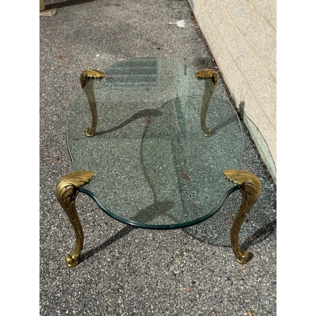 Hollywood Regency 1970s Hollywood Regency P. E. Guerin Style Brass and Glass Cocktail Table For Sale - Image 3 of 8