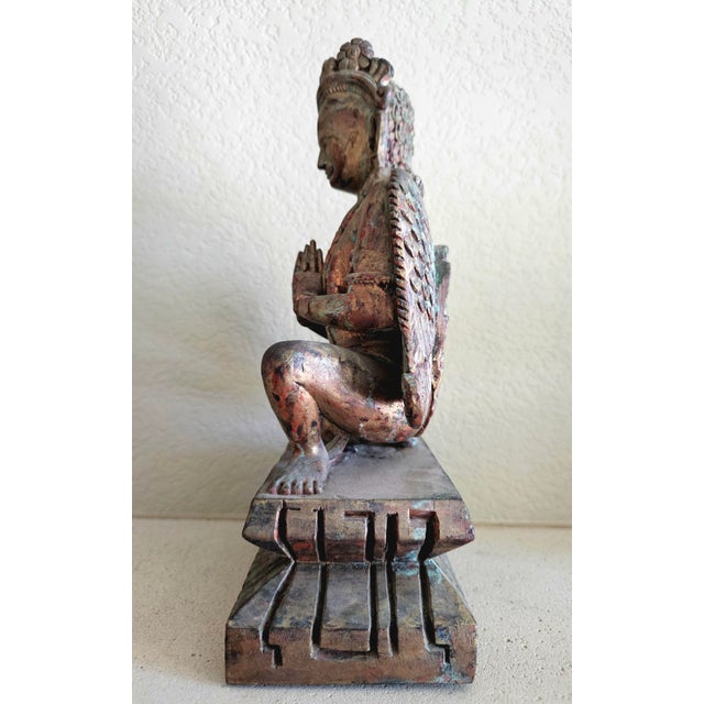 Early 20th Century Southeast Asian Hand-Carved Wooden Kinnari Figure For Sale - Image 12 of 12