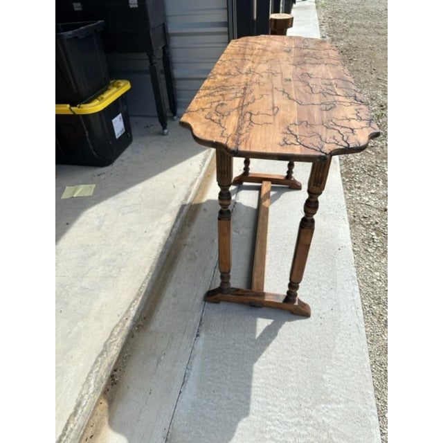 Wood Decorative Table Created by Lichtenberg Wood Burning Aka Fractured Table For Sale - Image 7 of 12