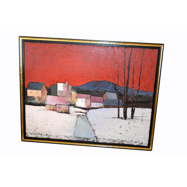 Original Framed Large Oil on Canvas Painting by Canadian Artist a.m